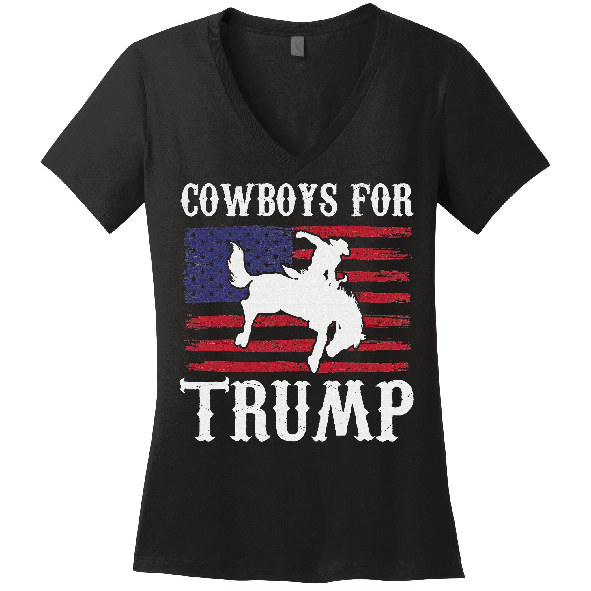Cowboys For Trump: Western Trump Supporter Design Women's V-Neck T-Shirt