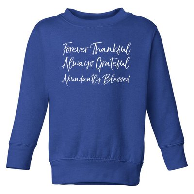 Cute Forever Thankful Always Grateful Abundantly Blessed Gift Toddler Sweatshirt