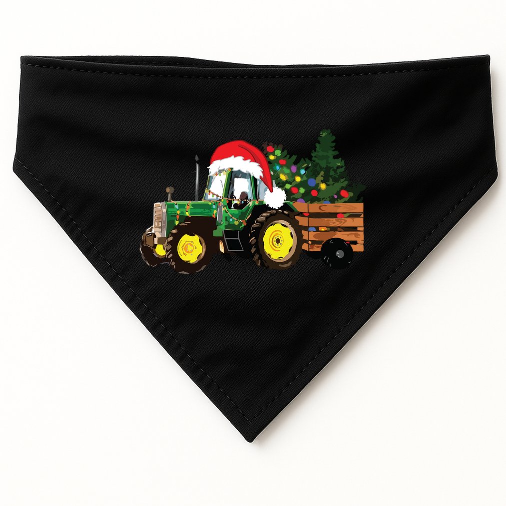 Christmas Farm Tractor Christmas Tree Lights Santa Farmer USA-Made Doggie Bandana
