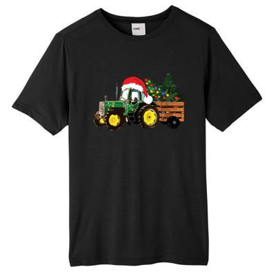 Christmas Farm Tractor Christmas Tree Lights Santa Farmer Tall Fusion ChromaSoft Performance T-Shirt