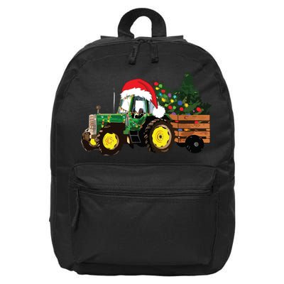 Christmas Farm Tractor Christmas Tree Lights Santa Farmer 16 in Basic Backpack