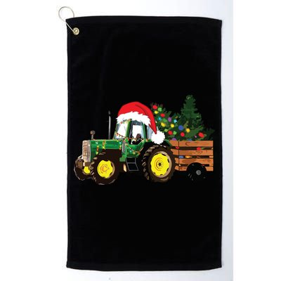 Christmas Farm Tractor Christmas Tree Lights Santa Farmer Golf Towel