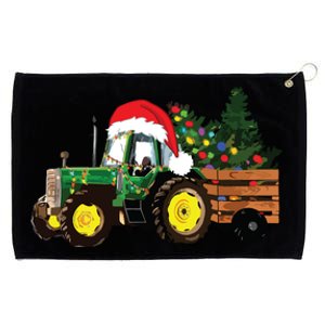 Christmas Farm Tractor Christmas Tree Lights Santa Farmer Grommeted Golf Towel