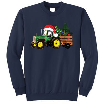 Christmas Farm Tractor Christmas Tree Lights Santa Farmer Sweatshirt