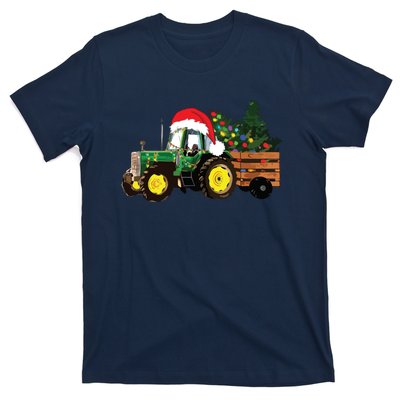 Christmas Farm Tractor Christmas Tree Lights Santa Farmer T-Shirt