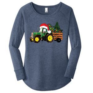 Christmas Farm Tractor Christmas Tree Lights Santa Farmer Women's Perfect Tri Tunic Long Sleeve Shirt