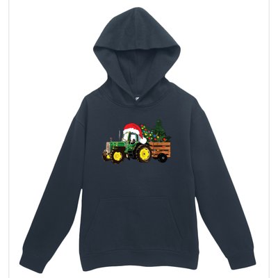 Christmas Farm Tractor Christmas Tree Lights Santa Farmer Urban Pullover Hoodie