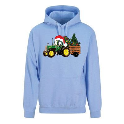 Christmas Farm Tractor Christmas Tree Lights Santa Farmer Unisex Surf Hoodie