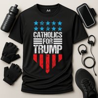 Catholics For Trump 2024: Retro Usa Flag Design Cooling Performance Crew T-Shirt