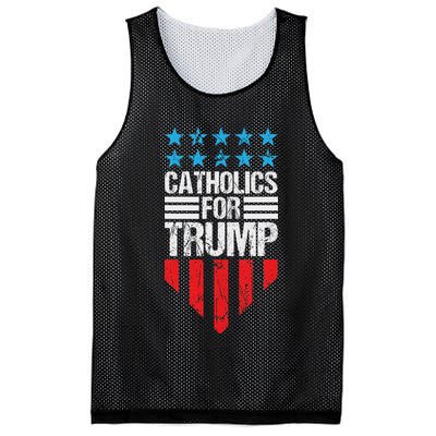 Catholics For Trump 2024: Retro Usa Flag Design Mesh Reversible Basketball Jersey Tank