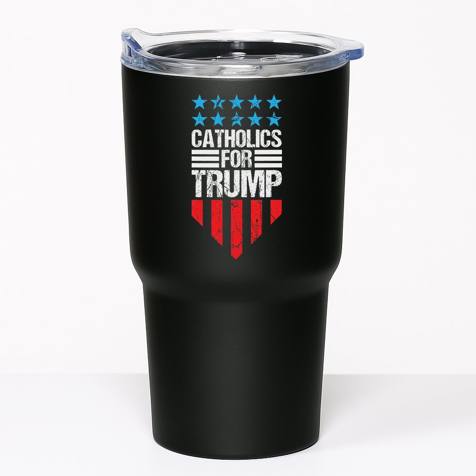 Catholics For Trump 2024: Retro Usa Flag Design Tumbler