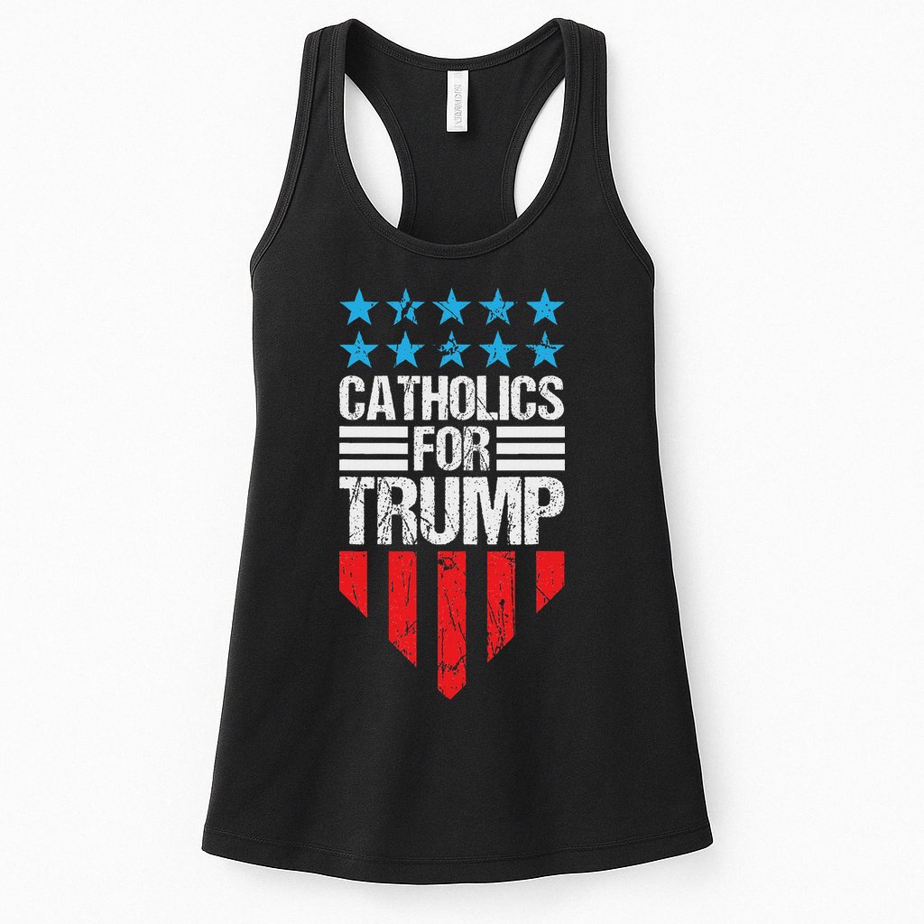 Catholics For Trump 2024: Retro Usa Flag Design Womens Tank Top