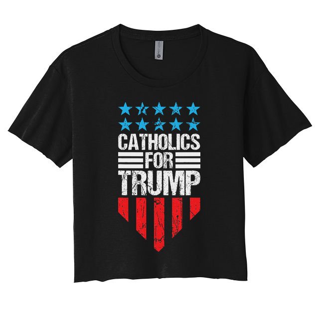 Catholics For Trump 2024: Retro Usa Flag Design Crop Top