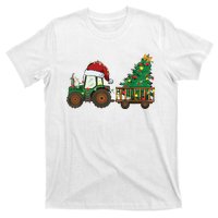 Christmas Farm Tractor Xmas Tree Lights Santa Hat Farmer T-Shirt