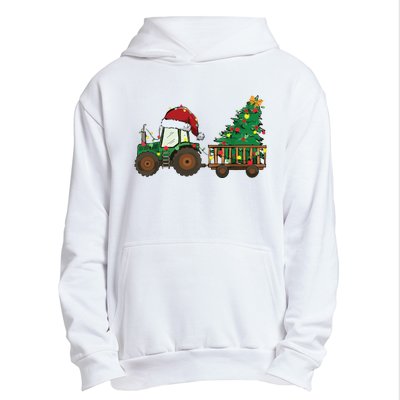 Christmas Farm Tractor Xmas Tree Lights Santa Hat Farmer Urban Pullover Hoodie