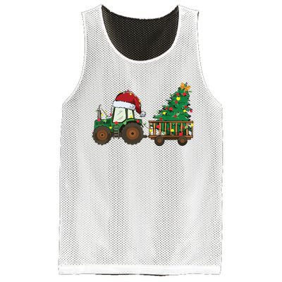 Christmas Farm Tractor Xmas Tree Lights Santa Hat Farmer Mesh Reversible Basketball Jersey Tank