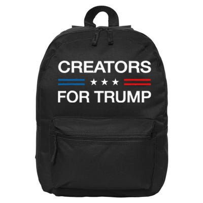 Creators For Trump 2024 Funny Election Content Creator Vote 16 in Basic Backpack