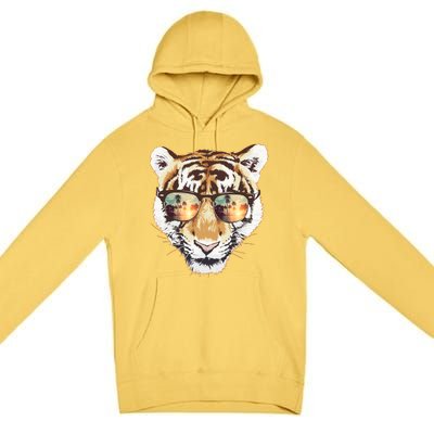 Cool Funny Tiger Tropical Sunglasses Premium Pullover Hoodie