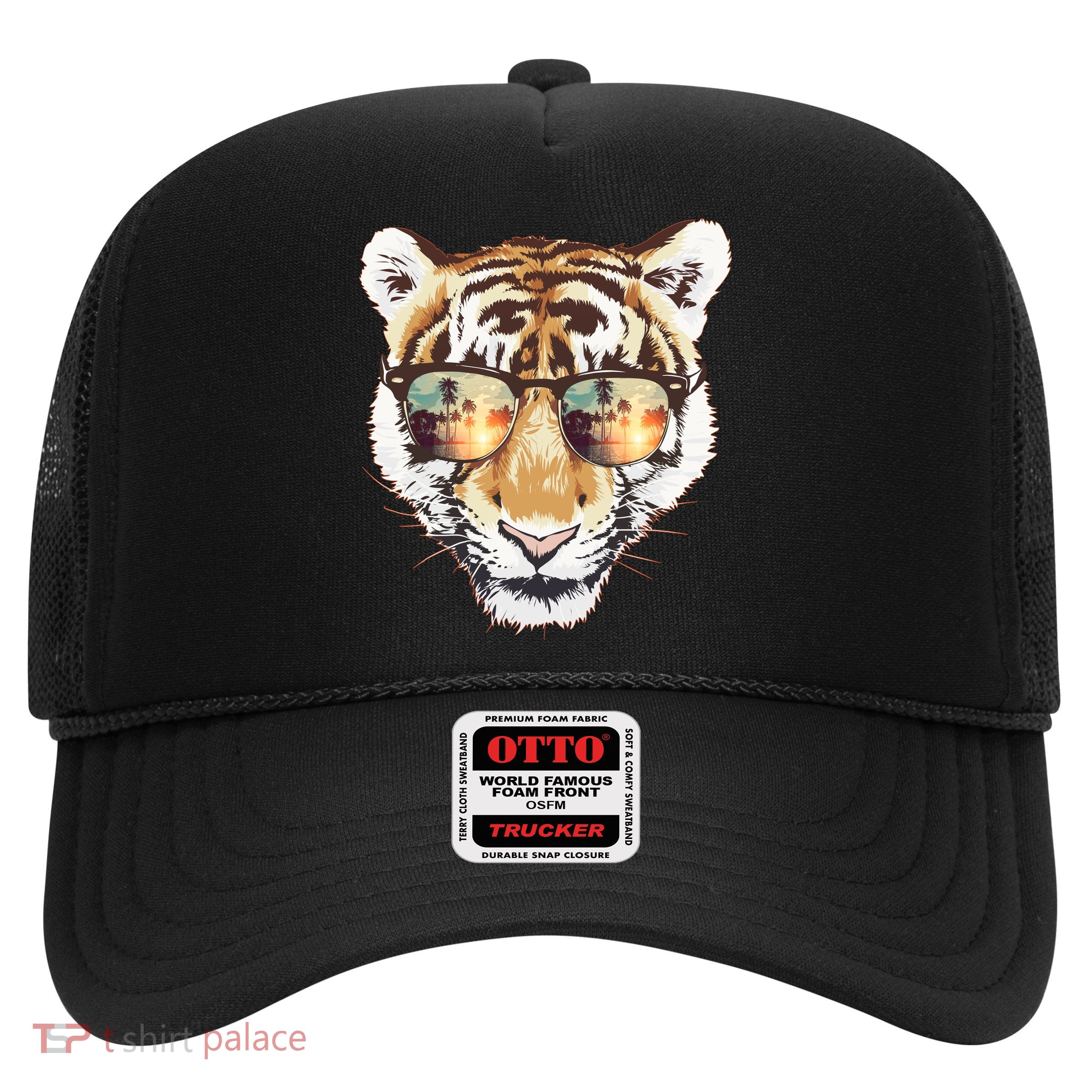 Cool Funny Tiger Tropical Sunglasses Trucker Hat