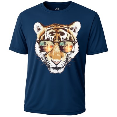 Cool Funny Tiger Tropical Sunglasses Cooling Performance Crew T-Shirt