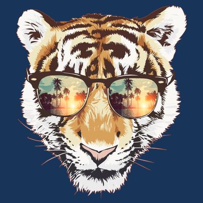 Cool Funny Tiger Tropical Sunglasses T-Shirt