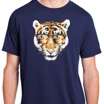 Cool Funny Tiger Tropical Sunglasses Adult ChromaSoft Performance T-Shirt