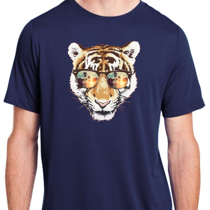 Cool Funny Tiger Tropical Sunglasses Adult ChromaSoft Performance T-Shirt