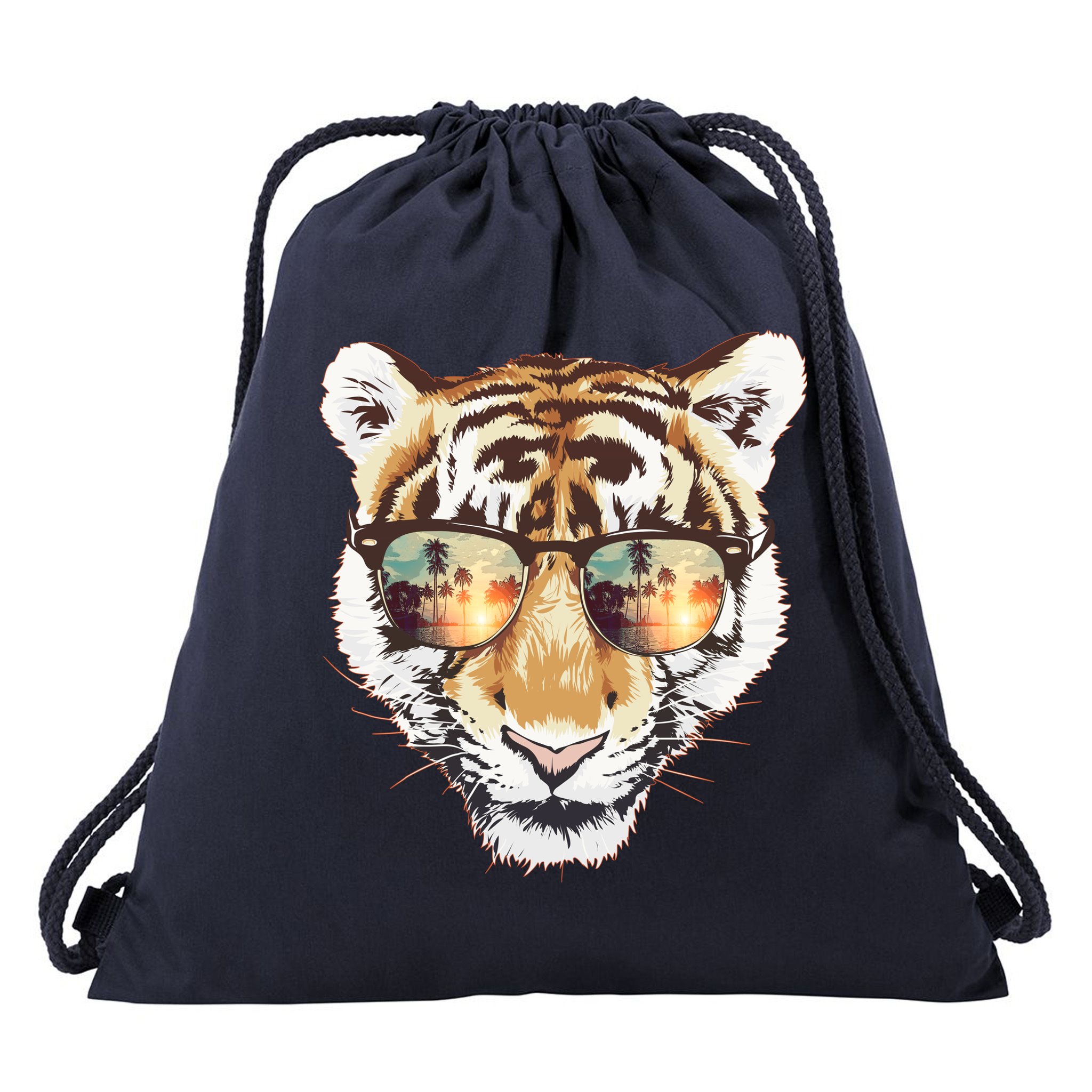 Cool Funny Tiger Tropical Sunglasses Drawstring Bag