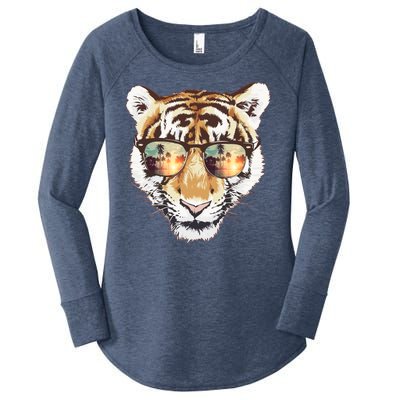 Cool Funny Tiger Tropical Sunglasses Women's Perfect Tri Tunic Long Sleeve Shirt