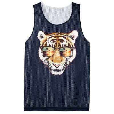 Cool Funny Tiger Tropical Sunglasses Mesh Reversible Basketball Jersey Tank