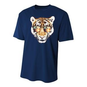 Cool Funny Tiger Tropical Sunglasses Youth Performance Sprint T-Shirt