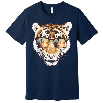 Cool Funny Tiger Tropical Sunglasses Premium T-Shirt