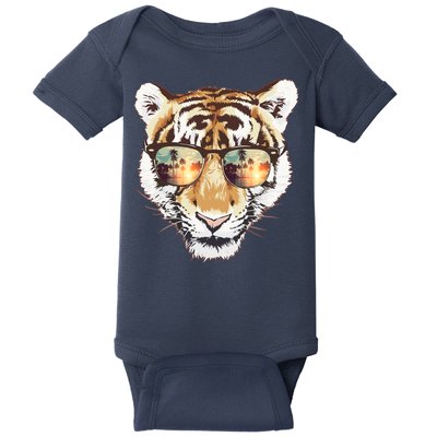 Cool Funny Tiger Tropical Sunglasses Baby Bodysuit