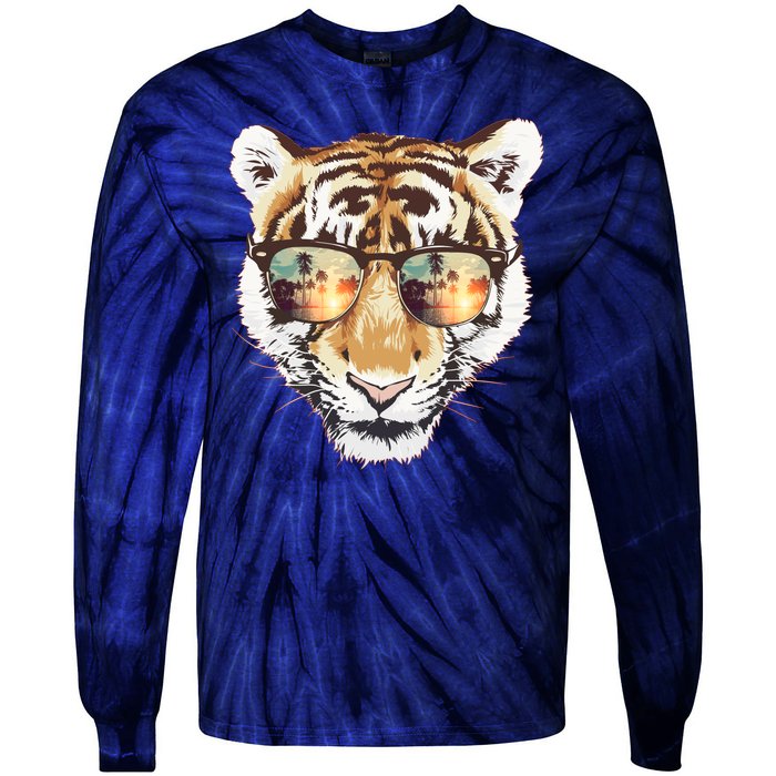 Cool Funny Tiger Tropical Sunglasses Tie-Dye Long Sleeve Shirt