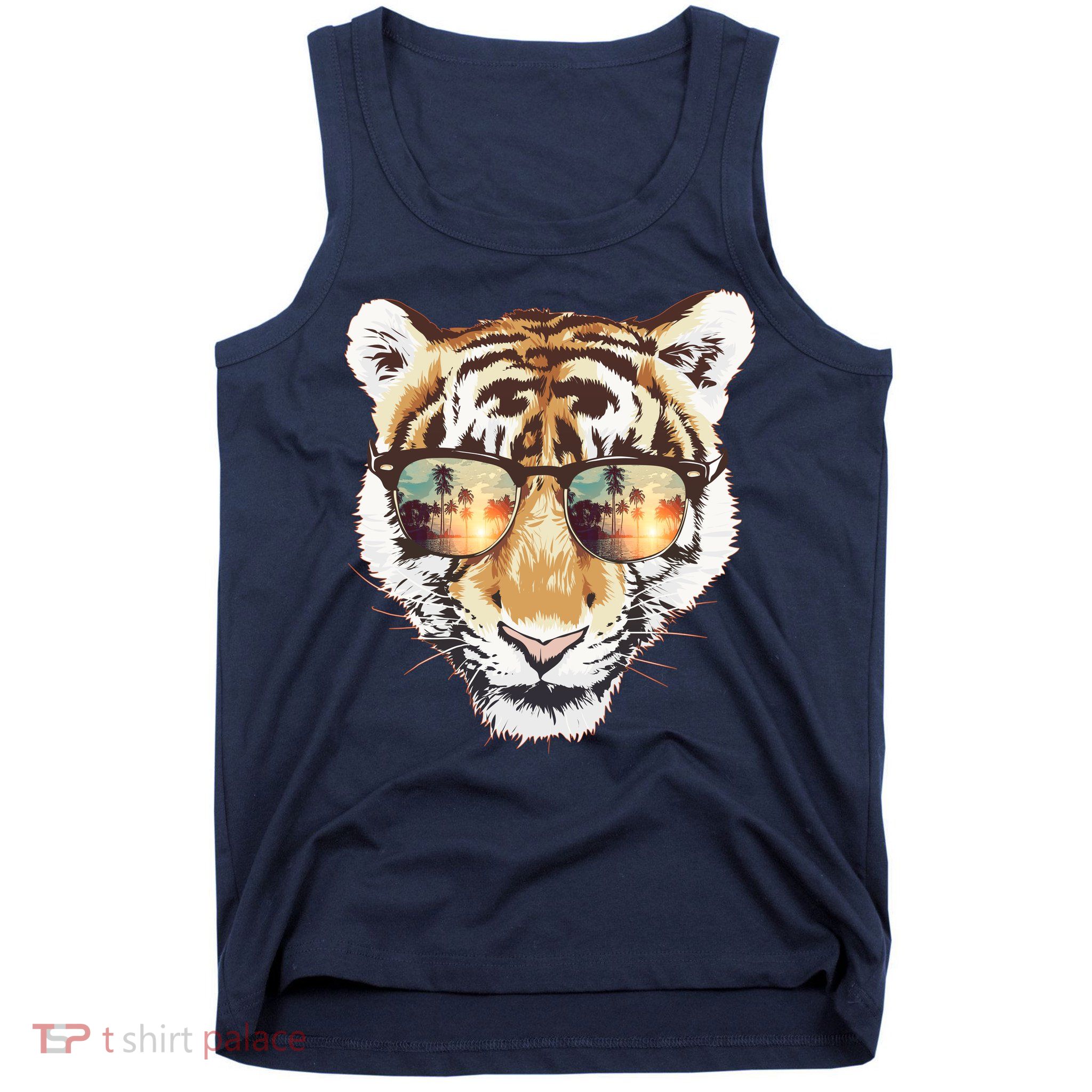 Cool Funny Tiger Tropical Sunglasses Tank Top