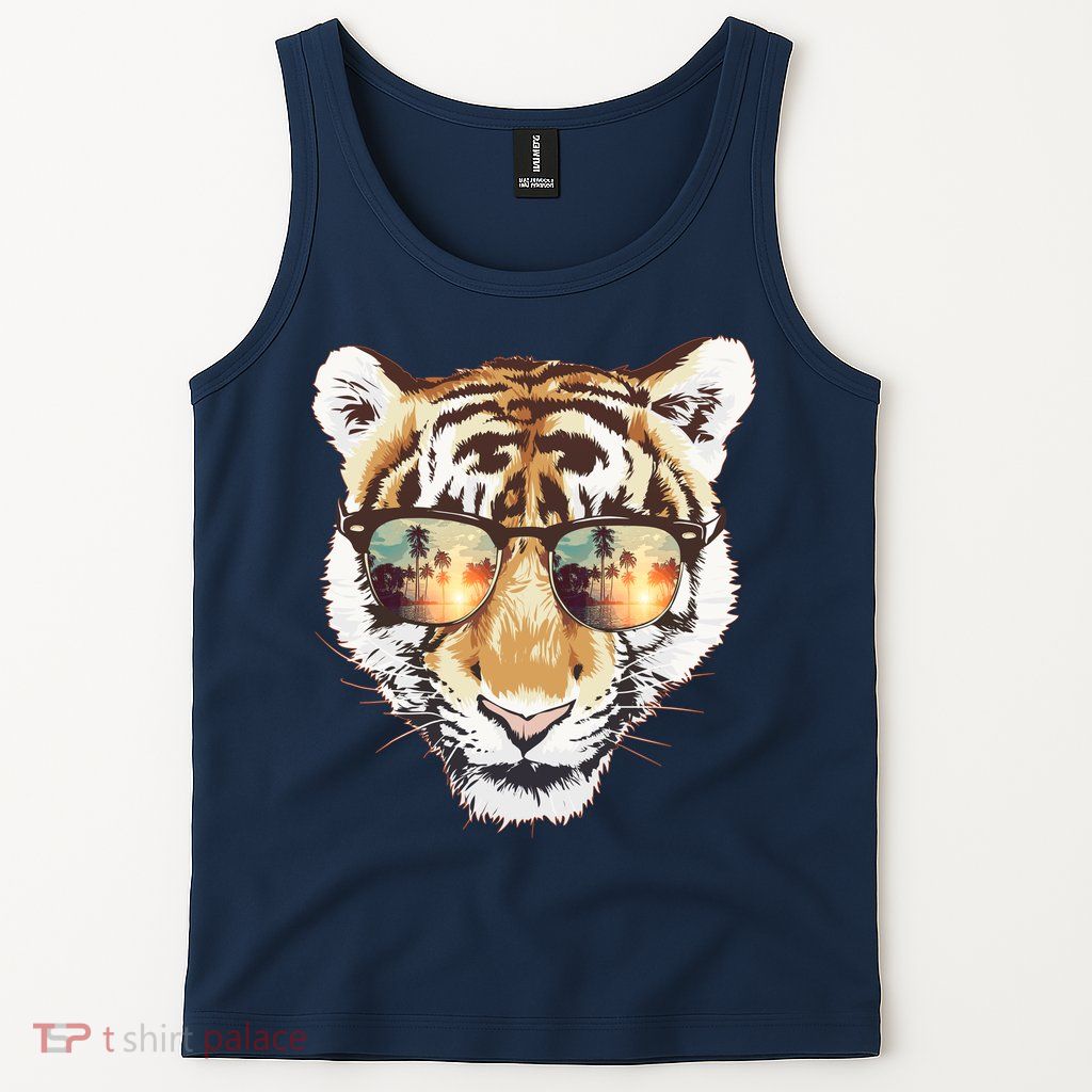 Cool Funny Tiger Tropical Sunglasses Tank Top