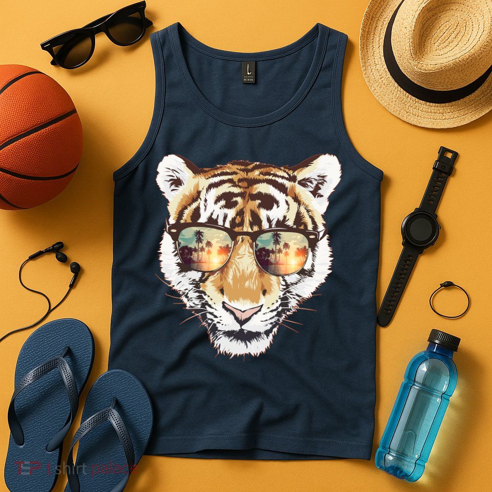 Cool Funny Tiger Tropical Sunglasses Tank Top