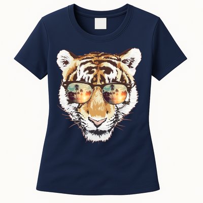 Cool Funny Tiger Tropical Sunglasses Womens T-Shirt