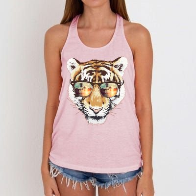 Cool Funny Tiger Tropical Sunglasses Women's Knotted Racerback Tank