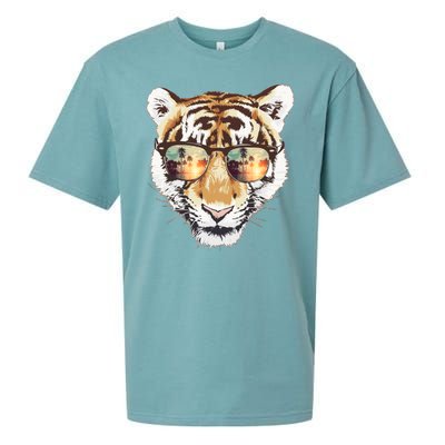 Cool Funny Tiger Tropical Sunglasses Sueded Cloud Jersey T-Shirt