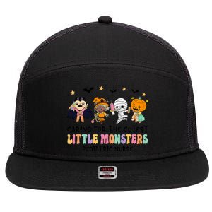 Caring For The Little Monsters Pediatric Nurse Halloween 7 Panel Mesh Trucker Snapback Hat