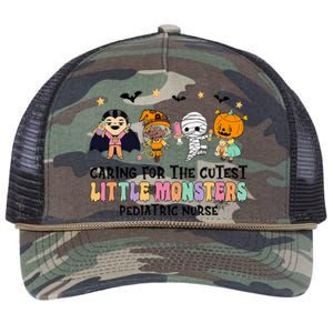 Caring For The Little Monsters Pediatric Nurse Halloween Retro Rope Trucker Hat Cap