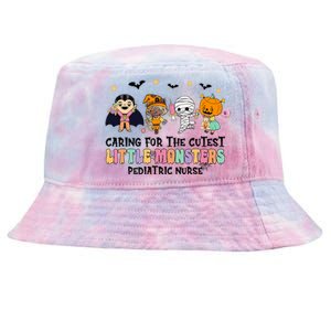 Caring For The Little Monsters Pediatric Nurse Halloween Tie-Dyed Bucket Hat