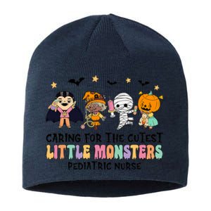 Caring For The Little Monsters Pediatric Nurse Halloween Sustainable Beanie