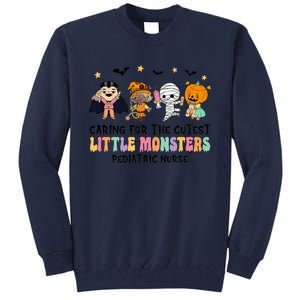 Caring For The Little Monsters Pediatric Nurse Halloween Tall Sweatshirt