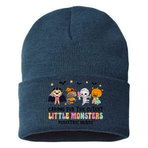 Caring For The Little Monsters Pediatric Nurse Halloween Sustainable Knit Beanie