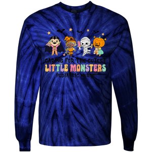 Caring For The Little Monsters Pediatric Nurse Halloween Tie-Dye Long Sleeve Shirt