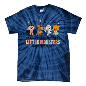 Caring For The Little Monsters Pediatric Nurse Halloween Tie-Dye T-Shirt