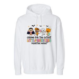 Caring For The Little Monsters Pediatric Nurse Halloween Garment-Dyed Fleece Hoodie