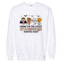 Caring For The Little Monsters Pediatric Nurse Halloween Garment-Dyed Sweatshirt